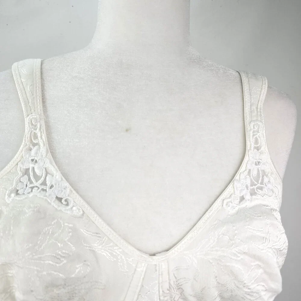 VTG Playtex Secrets Bra White Floral Cotton Underwire Full Coverage Bra 4415
